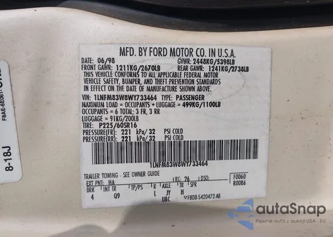 1998 Lincoln Town Car Cartier from USA, damaged, VIN 1LNFM83W8WY733464